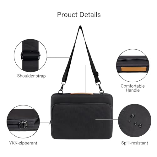 NIMOSA 15.6 Inch Laptop bag, 360 Full-Air Cushion Water Resistant YKK Zippers Metal shoulder strap buckles, Work Travel Bag