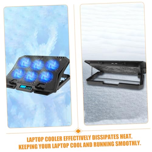 Laptop Cooling Pad 15.6 Inch with 6 Fans, Quiet USB Powered Laptop Cooler Stand for Gaming and Office Use, Adjustable Speed Blue LED Fan Cooling Base