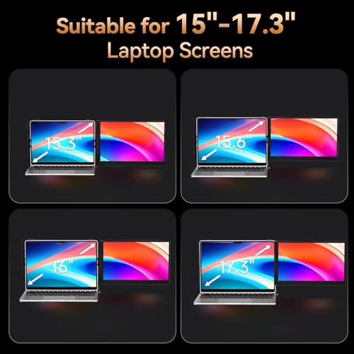 15.3” Laptop Screen Extender, FHD IPS 100% sRGB Portable Travel Monitor for Laptop (15”-17.3” Screen), 16:10 Plug & Play External Screen, Second Extra Attachment Display for Windows Mac - size: 15.3"