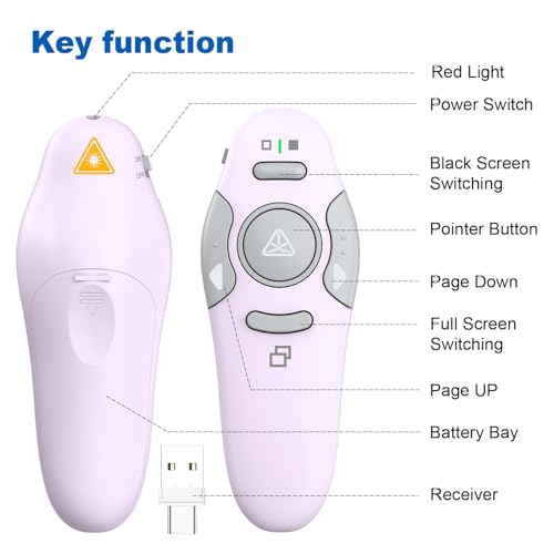 QUI Presenter Clicker USB A&C Bundle | Pen-Shaped Black & Remote-Shaped Purple