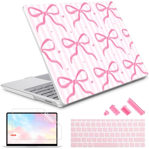 Case for Surface Laptop 5/4/3 13.5", Bows-Stripe | Hard Shell Case with Keyboard Cover & Screen Protector. Fits Surface Laptop 5/4/3 13.5" Metal Palm Rest Models 1951/1868. - color: Bows-Stripe
