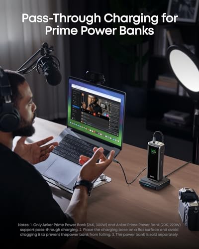 Anker Charging Base for Prime Power Banks with Pogo Pin, 150W Max | Powers Up to 4 Devices, for MacBook Pro / Air, Dell, iPhone 17 / 16 Series, Samsung, and More (Power Bank Not Included)
