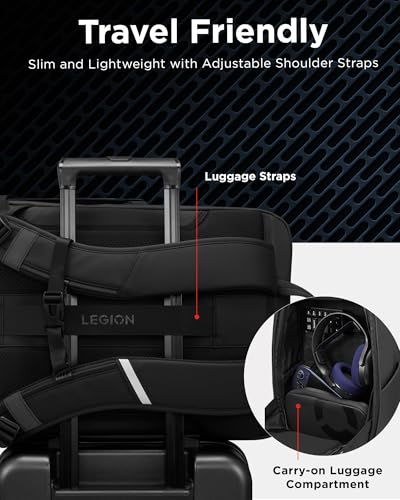 Lenovo Legion Gaming Laptop Backpack GB800, 21L Capacity, Fits 17-inch Laptops, Water Resistant, Three Main Compartments & 19 Specialiized Pockets, Light Grey - style: Gb800 Light Gray