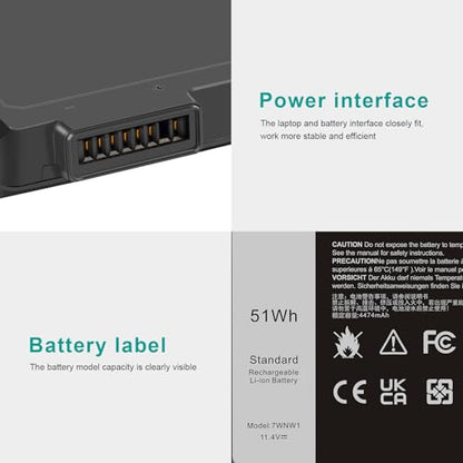 7WNW1 GK3D3 Laptop Battery Compatible with Dell Latitude 5424 5420 Rugged 7424 Extreme P85G P86G P137G P137G001 P137G002 P85G001 P86G001 Series DMF8C 0DMF8C 6NNCF DP3KF DMF0C 07WNW1 0GK3D3 451-BCHV - size: 4.84*3.43*0.63inch