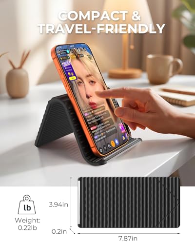 2026 Airplane Phone Holder, Flexible Silicone Portable Phone Stand | Foldable for Desk Bed Office, Travel Essentials Hands Free Mount for iPhone Tablet Laptop,Anti-Slip & Scratch-Resistant - color: Black