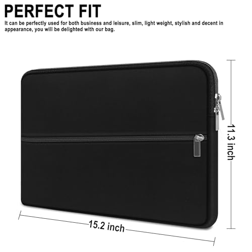 Laptop Sleeve 15.6 inch, Shockproof Protective Laptop Case Briefcase with Front Pocket, Portable Monitor Computer Bag Compatible with Lenovo, HP, Dell, Asus, MacBook, Notebook, Black
