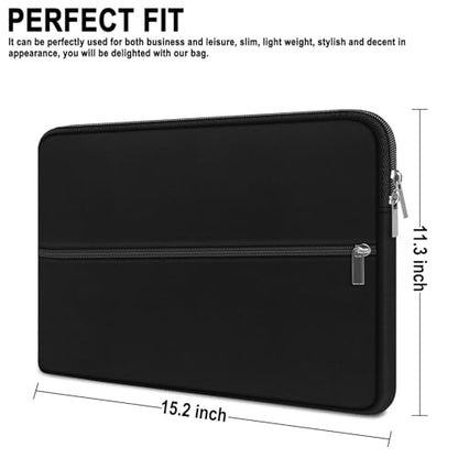 Laptop Sleeve 15.6 inch, Shockproof Protective Laptop Case Briefcase with Front Pocket, Portable Monitor Computer Bag Compatible with Lenovo, HP, Dell, Asus, MacBook, Notebook, Black