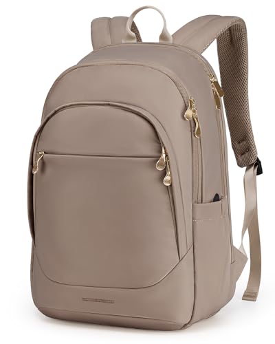 Travel Laptop Backpack Women, 17.3 Inch, Champagne | Laptop Backpack, USB Charging Hole, Water Resistant, Large Capacity, College Bookbag - color: Champagne, size: 17.3 Inch without Wheels