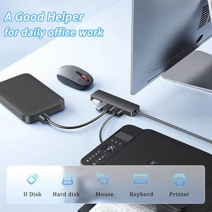 USB 3.0 Hub, VIENON USB Hub with 4 USB 3.0 Female Ports, USB Splitter USB Extender for PC, Laptop, Flash Drive, HDD, Console, Printer, Camera,Keyborad, Mouse-2ft - size: 2FT