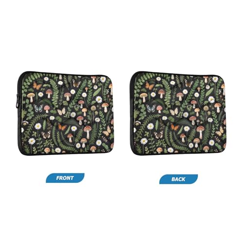 Mushroom Butterfly Dark Green 13” Quilted Laptop Sleeve Case Soft Notebook Protector Bag Computer Carrying Case - color: mushroom butterfly dark green-1, size: Medium