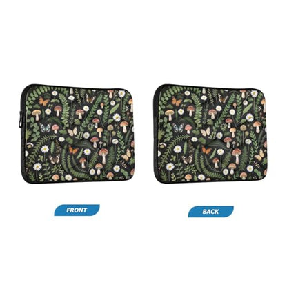 Mushroom Butterfly Dark Green 13” Quilted Laptop Sleeve Case Soft Notebook Protector Bag Computer Carrying Case - color: mushroom butterfly dark green-1, size: Medium