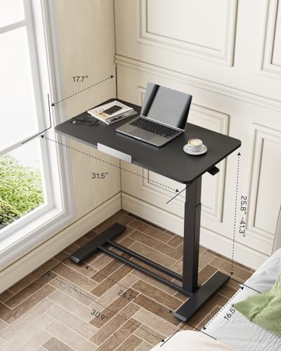 FLEXISPOT H7 PRO 90° Tiltable Mobile Overbed Table with Pneumatic Lift,32'' | Full foldable bedside table with adjustable desktop for laptop, Rolling Computer Cart and bed sofa.31.5" W x 17.7" D,Black - color: Black, size: 32x18