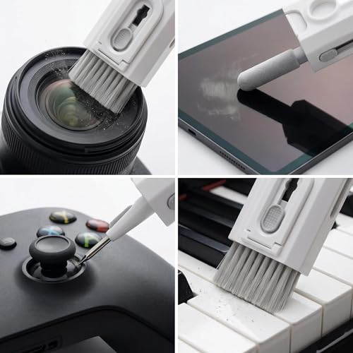 8-in-1 Electronics Cleaning Kit, Multifunctional Earphone Cleaning Pen with Soft Brush and Flocking Sponge for Wireless Earbuds Keyboard and Phone, White, 1 Pack - color: White