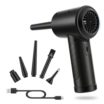 Compressed Air Duster,100000RPM Electric Air Duster for Computer Keyboard | 6000mAh Rechargeable Cordless Air Blower with LED Light, Fast Charge Portable Air Can for PC Cleaning