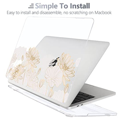 Batianda LumiArt Case for MacBook Pro 13 inch 2020 2022, Wildflower Meadow | Fits Model A2338 M2 M1 A2251 A2289,1.2mm Slim Lightweight Hard Shell Cover, Scratch Resistant,4-in-1 Accessories Bundle - color: Golden lotus