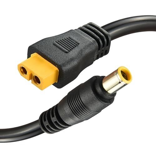 XT60 to DC 8mm Charging Cable 5FT,14AWG XT60 Female to DC7909 Male with DC5525 Adapter Solar Panel Cable Compatible for RC Cars Portable Power Station Solar Generator and Solar Panel
