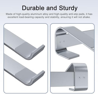 MOKURU Laptop Stand for Desk, Aluminum Laptop Riser, Ergonomic Computer Stand Compatible with for MacBook Pro/Air, Dell, HP, Lenovo, 10-17.3'' (Silver) - color: Silver