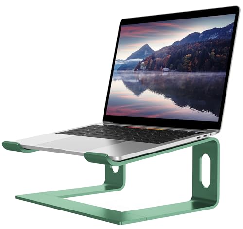 ALASHI Laptop Stand for Desk, Aluminum Computer Riser, Ergonomic Notebook Holder, Detachable Metal Laptops Elevator, PC Cooling Mount Support 10 to 15.6 Inches Notebook, Light Green - color: G-Light Green