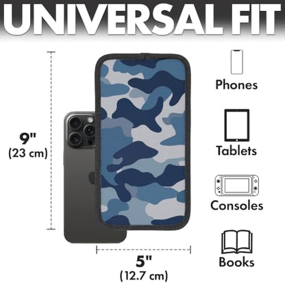 Airplane Phone Holder - Foldable Phone Stand for Plane Travel | Aluminum Build, 9 x 5 in. Blue Camo, Tabletop Mount Desk, Plane Tray Seat back, Treadmill, Fits iPhone Cell Phone - color: Blue Camo, size: Large