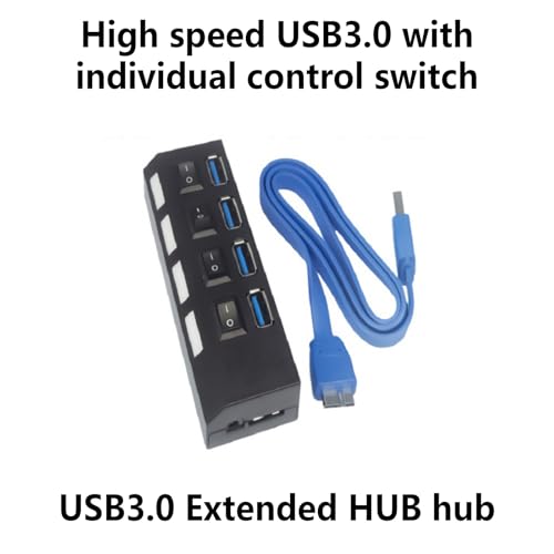 USB Hubs 7 Port USB Hubs Expander USB3.0 2.0 Data Port Adapter Individual Switches Splitter for Laptop Extender
