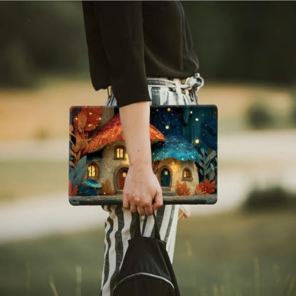 Laptop Skin Sticker Decal, Universal Protective Cover Fit 12 13 14 15.6 Inch Notebook, Reusable Water-Resistant Vinyl Decal w/ 2 Wrist Pads for Business Travel Office, Mushroom Leaves - color: Mushroom Leaves