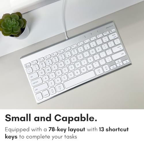 Macally Wired Keyboard for Mac | Compatible Apple Keyboard (78 Keys, Plug and Play USB) Compatible with MacBook Pro/Air, iMac, Mac mini/Pro, Laptop, Computer Desktop