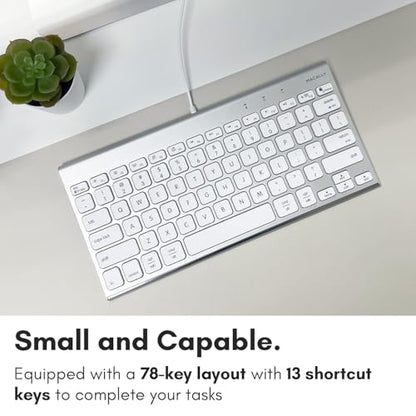 Macally Wired Keyboard for Mac | Compatible Apple Keyboard (78 Keys, Plug and Play USB) Compatible with MacBook Pro/Air, iMac, Mac mini/Pro, Laptop, Computer Desktop