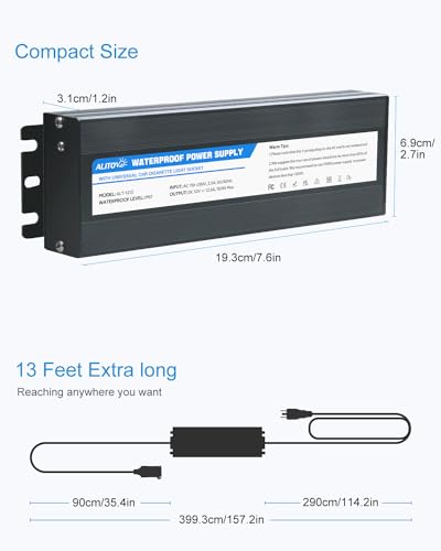 ALITOVE AC to DC Converter 110V to 12V 12.5A Cigarette Lighter Adapter | Waterproof AC to DC Adapter 150W，120V to 12 Volt Converter 12.5Amp 10A, for for Car Vacuum Fridge Inflator and Other Device - size: 12.5A 150W (IP67)