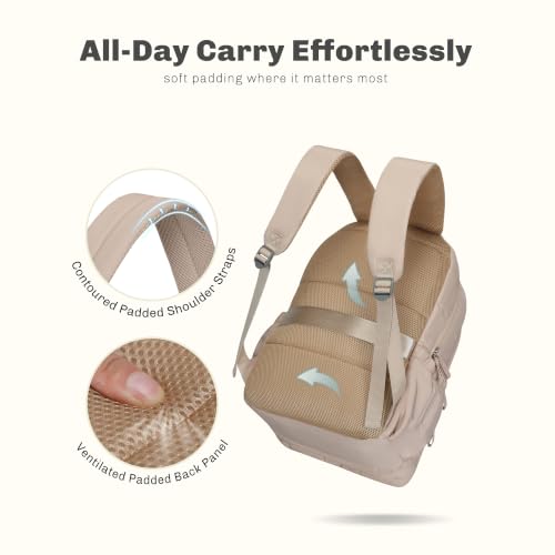 College Laptop Backpack 16 Inches Quilted Travel Backpack for Women Lightweight Puffer Casual Daypack 28L Camel - color: Camel