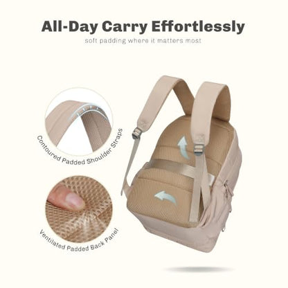College Laptop Backpack 16 Inches Quilted Travel Backpack for Women Lightweight Puffer Casual Daypack 28L Camel - color: Camel