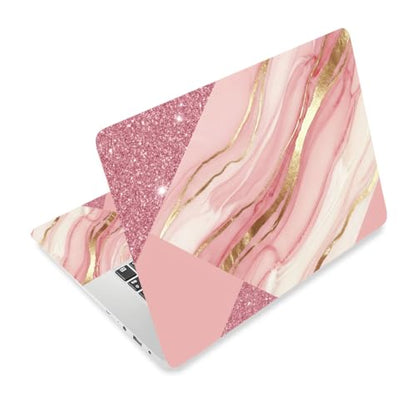 3Pcs Marble Mosaic Laptop Skin Sticker Universal Removable Vinyl Stickers Fits for 12.1 13 14 15.6 16 Inch Waterproof Notebook Decal Cover Gift - color: pink