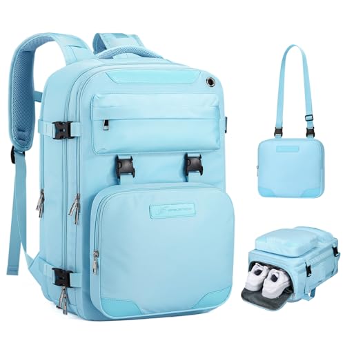 Maelstrom Travel Backpack for Men Women, 17.3" Laptop with Shoe Compartment | Detachable Crossbody Bag, Lightweight, Airline Approved, Waterproof, Anti-theft Pocket, Luggage Belt,for Work/Business/School - color: Blue, size: A.17.3 inch-Upgrade