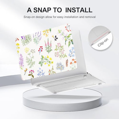 iCasso Compatible with MacBook Air 13 inch Case 2020-2018 Release M1 A2337 A2179 A1932, Elegant Floral Protective Hard Shell Case +Keyboard Cover + Screen Protector（White） - color: White Floral