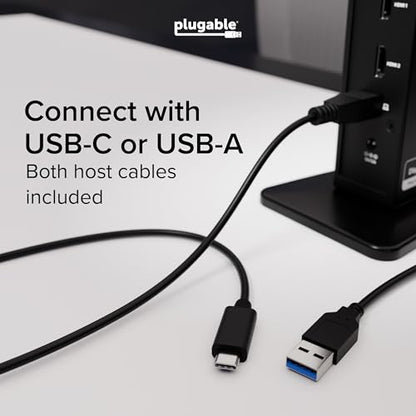 Plugable Dual 1080p HDMI Universal Docking Station for USB-C & USB 3.0 Laptop, 10 Ports, Windows/ChromeOS Plug & Play, macOS Driver Required (UD-3900Z) - size: 7.5" × 2.8" × 5.3
