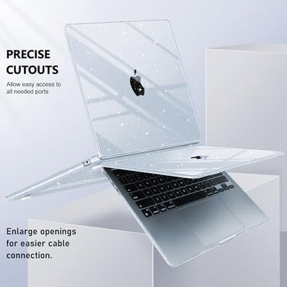 May Chen Case for MacBook Air 13/13.6-inch (M5/M4/M3/M2, 2022-2026 Models A3449 A3240 A3113 A2681), Lightweight | Closes Seamlessly | Ideal for Work Hard Shell Case, Blue Glitter - color: Blue Glitter