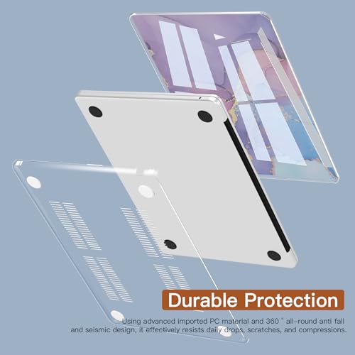 CISSOOK Compatible with MacBook Air 13 inch Case M2 M3 M4 M5 | A3449 A3240 A3113 A2681, 5in1 Set Hard Shell Case Keyboard Cover for MacBook Air 13.6 inch 2022 - 2026, Purple Marble - color: Air13.6inch-Marble Purple