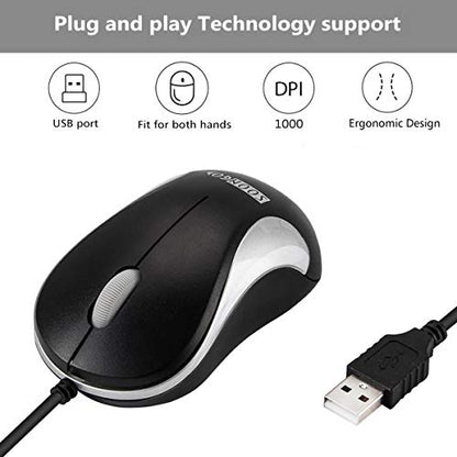 USB Mouse 2 Pack Computer Mouse Ergonomic Optical Wired Mice for Office and Home,Compatible with Computer Laptop PC Desktop Silver by SOONGO - color: Silverdouble