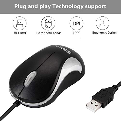 SOON GO Computer Mini USB Wired Optical Mouse Portable for Laptop, Notebook, MacBook - Silver - color: Silver