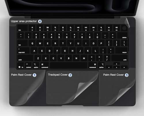 Palm Rest Cover Skin Compatible with 2025-2024 MacBook Pro 14" M5 M4 M3 M2 M1 A3434 A3112 A3401 A3185 A2992 A2918 Trackpad Protector Touch Pad Cover Skin, MacBook Pro 14" Accessories, Clear (4-Piece) - size: 2023+ MacBook Pro 14" M4 M3(Clear)