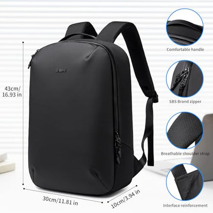 Laptop Backpack for Men Women, 17 Inch Black Lightweight Waterproof Business Backpack, Anti-Theft Work Computer Bag, Durable Daypack Casual Backpack for Work College Weekender Travel