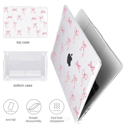 for 2026 MacBook Air 13 Inch Case M5 A3449 M4 A3240 A3113 M3 A2681 M2 2026 2025 2024 2023 2022 Release, Pattern Plastic Hard Shell Case Cover for MacBook Air 13.6inch M5, Pink Bowknot - color: Pink Bowknot