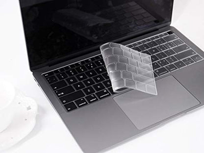 CaseBuy Premium Ultra Thin Keyboard Cover for 2019 2018 Release MacBook Air 13 Inch A1932 with Touch ID Soft-Touch TPU Keyboard Protective Skin - color: Clear, size: MacBook Air 13"(2019-2018)