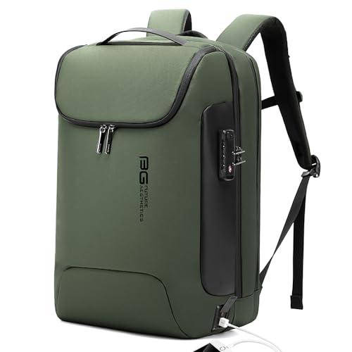 BANGE Anti-Theft Backpack,Tech Backpacks, 17 Inch Laptop Backpack with USB3.0 Charging Port, Mens Travel Backpack for Men and Women… - color: Green, size: With Lock+USB
