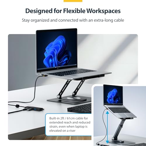StarTech 4-Port USB-A Hub 5Gbps with 2ft/61cm Cable, Dell (H5A4A-USB-HUB-2) | SuperSpeed 5Gbps, 4 USB-A adapter, USB Powered portable, Plug-and-play, MacBook, Chromebook, PC, Peripheral devices - size: 2 ft, style: USB-A