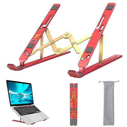 Laptop Stand, Computer Tablet Stand, Adjustable Aluminum Foldable Portable Laptop Holder Riser, Compatible with MacBook Air Pro, Lenovo, HP, Dell, More 10-15.6” Laptops and Tablets (Red) - color: D102 Red