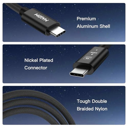 MALOM USB 3.2 Gen 2 240W USB C to USB C Cable, Fast Charging for MacBook Pro/Air, iPad Pro, iPhone 15 Pro Max, Galaxy S24/S23, Steam Deck, 20Gbps Data Transfer, 4K Video Output (Black, 6.6FT) - color: Black, size: 6.6FT