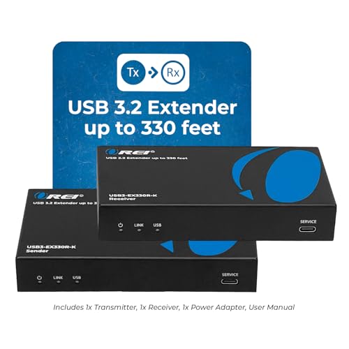 OREI USB Extender Over Ethernet 330ft USB 3.2 Gen1 5Gbps 4-Port USB Hub | USB Extender Over CAT5e, USB Extender Over CAT6 – 4 USB Ports, 1.5A Fast Charging, Plug & Play, No Drivers - size: USB-B Host