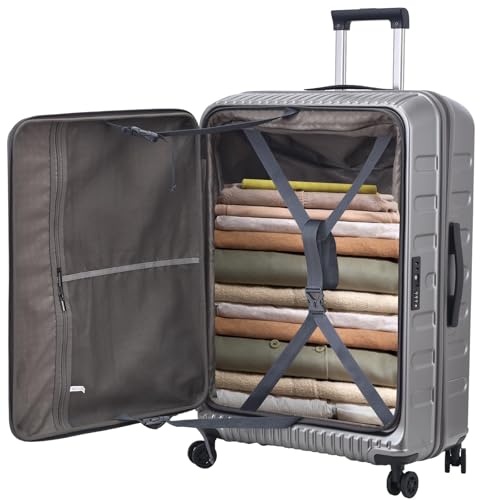 Kaleenie 29 Inch Checked Luggage with Expansion and Side Opening | Expandable Lightweight ABS+PC Hardshell Trunk Suitcase,360° Universal Wheels,YKK Zipper,50 * 31(35)*76cm, 117L~133L,Grey - color: Dark Gray, size: 29 Inch
