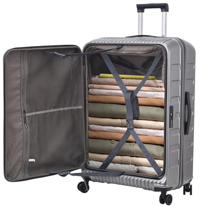 Kaleenie 29 Inch Checked Luggage with Expansion and Side Opening | Expandable Lightweight ABS+PC Hardshell Trunk Suitcase,360° Universal Wheels,YKK Zipper,50 * 31(35)*76cm, 117L~133L,Grey - color: Dark Gray, size: 29 Inch
