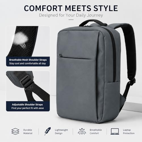 Laptop Backpack for Women & Men, 15.6" Laptop and Tablet Bag with Computer Compartment – Lightweight, Durable Travel & Work Backpacks, Grey - color: Backpack 01 Grey